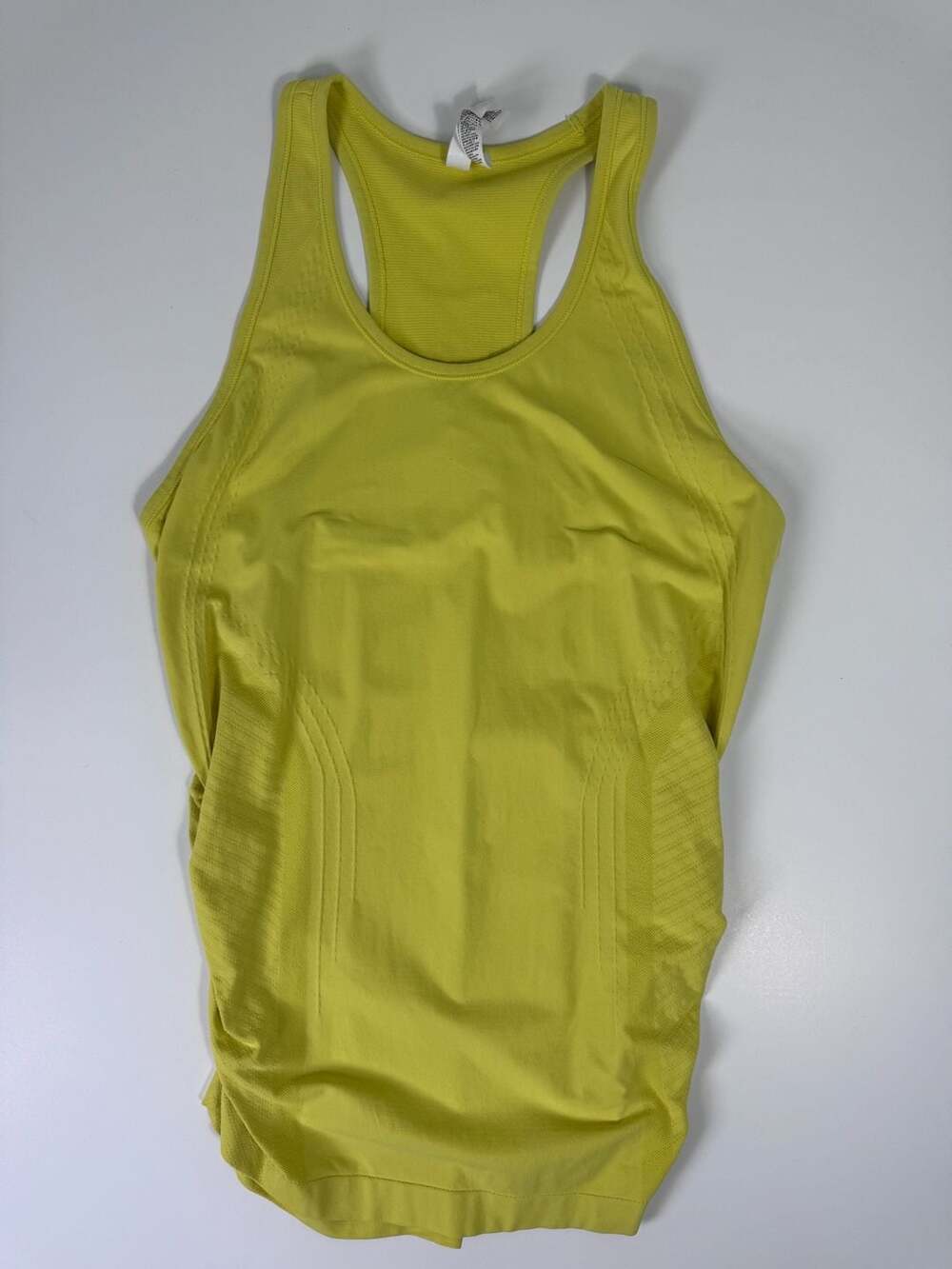 Athleta Speedlight Tank Neon Yellow Ruched Racerback